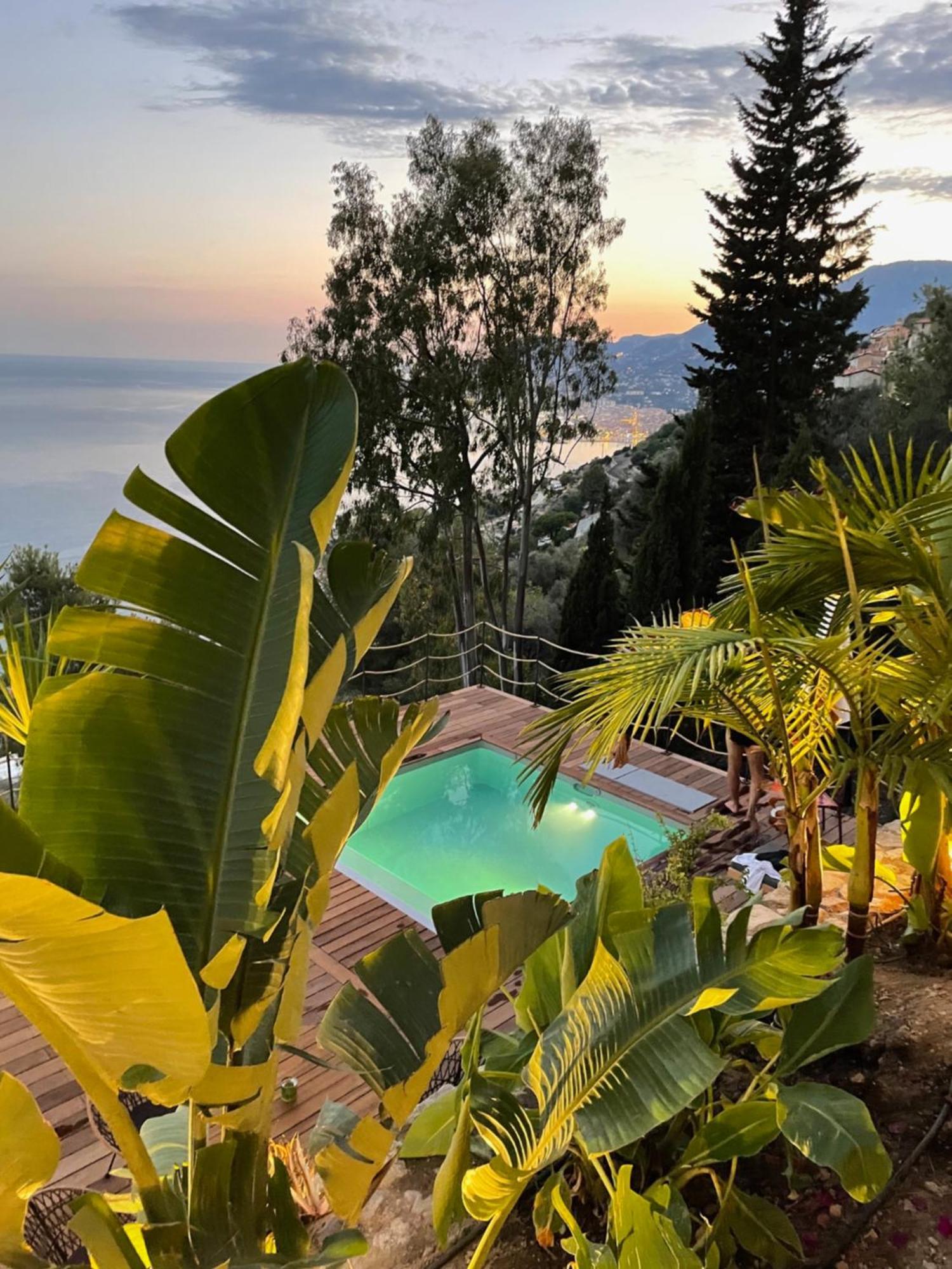 Modern Seaview Villa With Pool Above Monaco グリマルディ エクステリア 写真