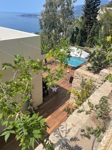 Modern Seaview Villa With Pool Above Monaco グリマルディ エクステリア 写真