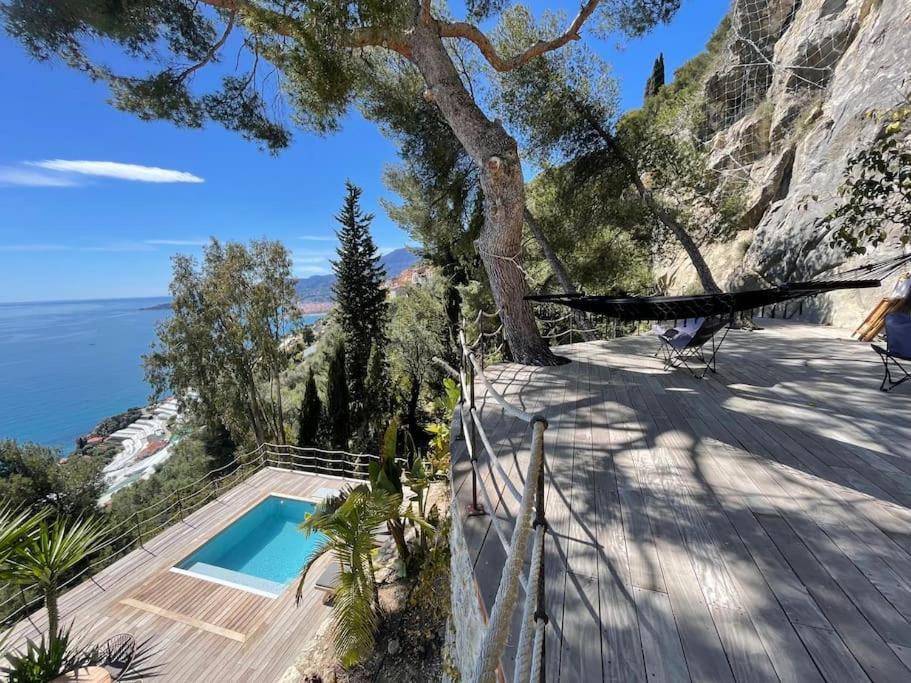 Modern Seaview Villa With Pool Above Monaco グリマルディ エクステリア 写真